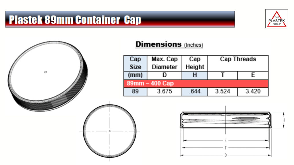 89mm Container Cap Dimensions