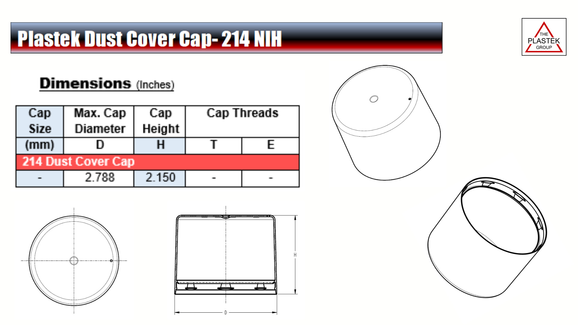 Dust cover cap dimensions