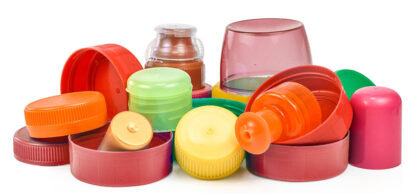 Diferentes tipos de tampas plásticas para embalagens