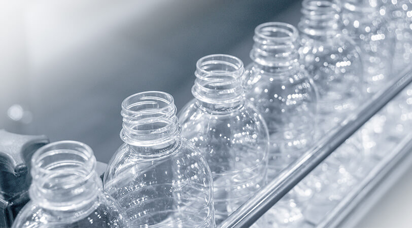 plastic bottles in a row