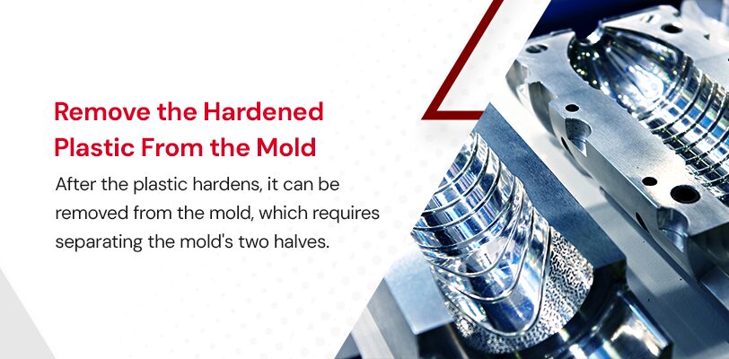 retrait du plastique durci du moule dans le processus de moulage par injection